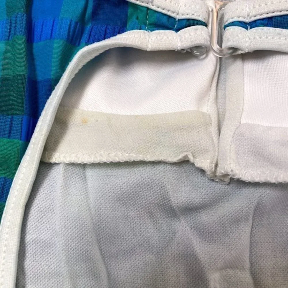 1980's Gold Coast One piece‎ Swim suit w/ blue amd green checks Sz 12